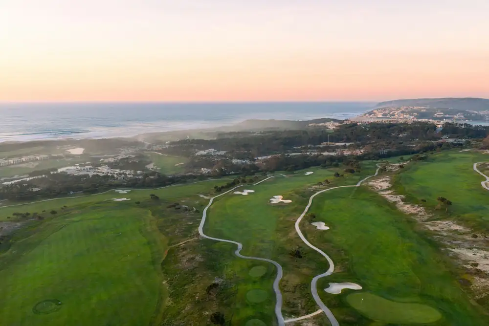 Royal Óbidos from the air at dusk